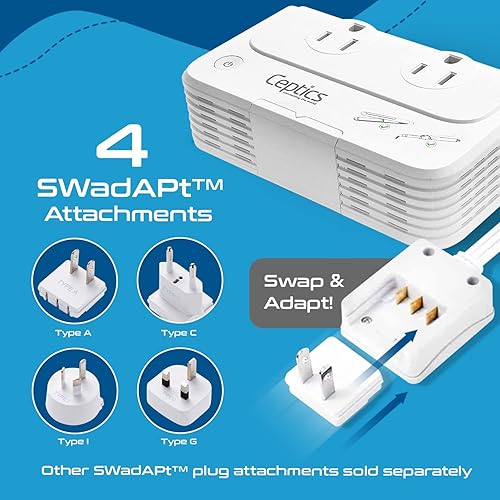 Miniatura 4 de Ceptics Convertidor de voltaje de 200 W, conversión de 220 V a 110 V para dispositivos como rizador, alisador, cargadores, enchufe de alimentación