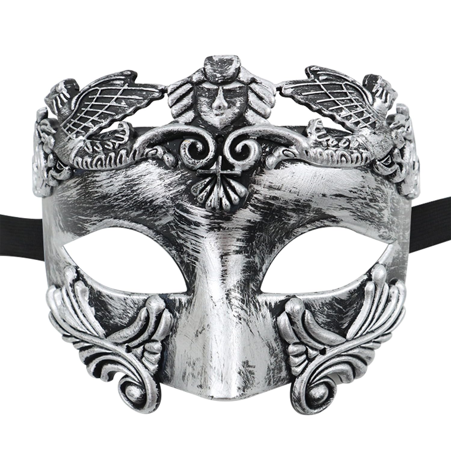 Lezevn Roman Greek Man Mask - Venetian Mask for Men Mardi Gras (Silver)