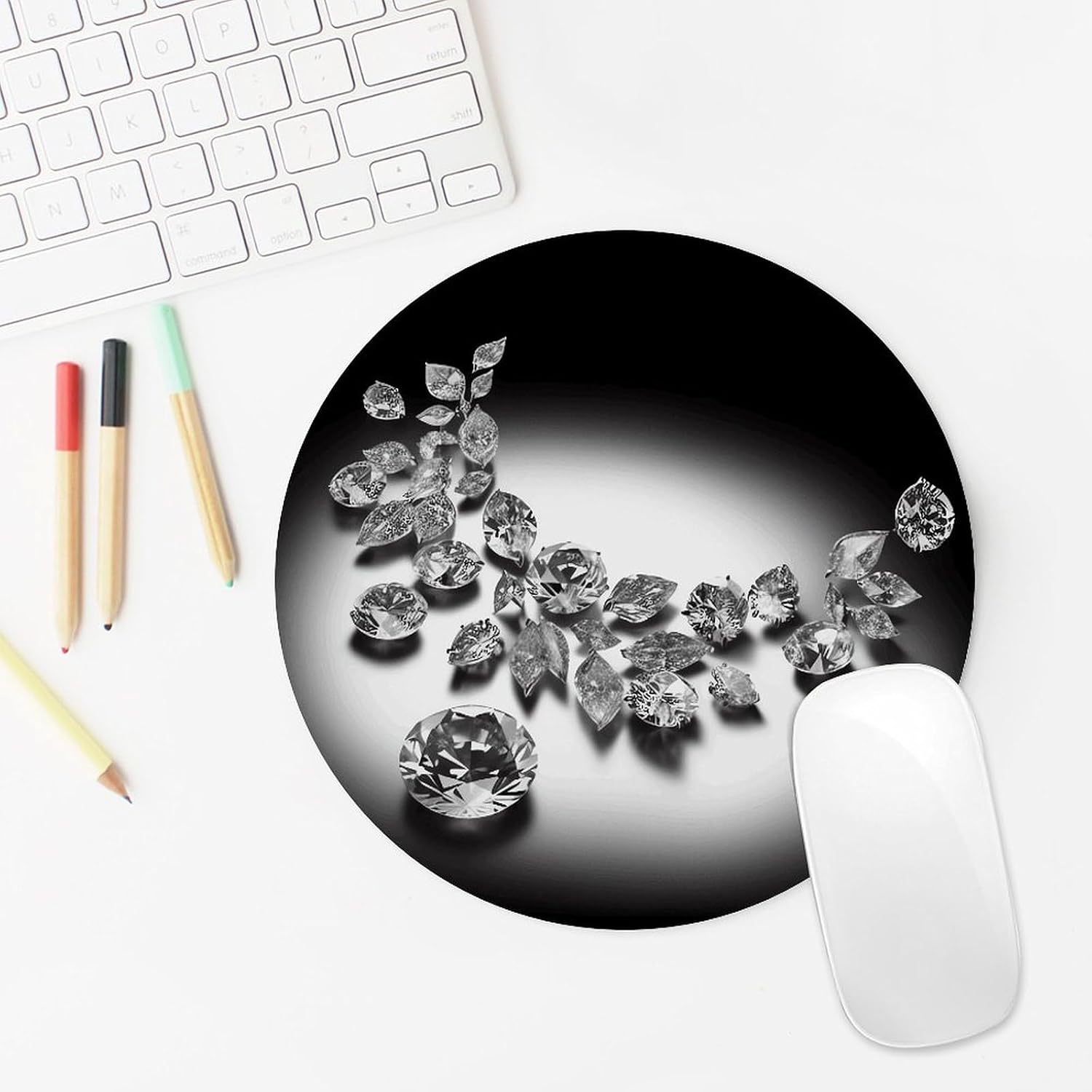 Diamond Jewelry Jewels Luxury Round Mouse Pad 7.8 Inch Mouse Mat image 5