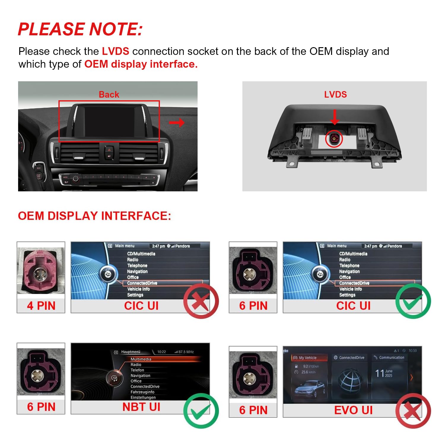 Autoradio Bildschirm 10,25 Zoll für BMW 1er 2er 3er 4er F20 F21 F22 F23 F30 F31 F32 F33 F34 F36 2011-2015 NBT, Linux Touchscreen, Kabelloses CarPlay & Android Auto, Original iDrive System erhalten