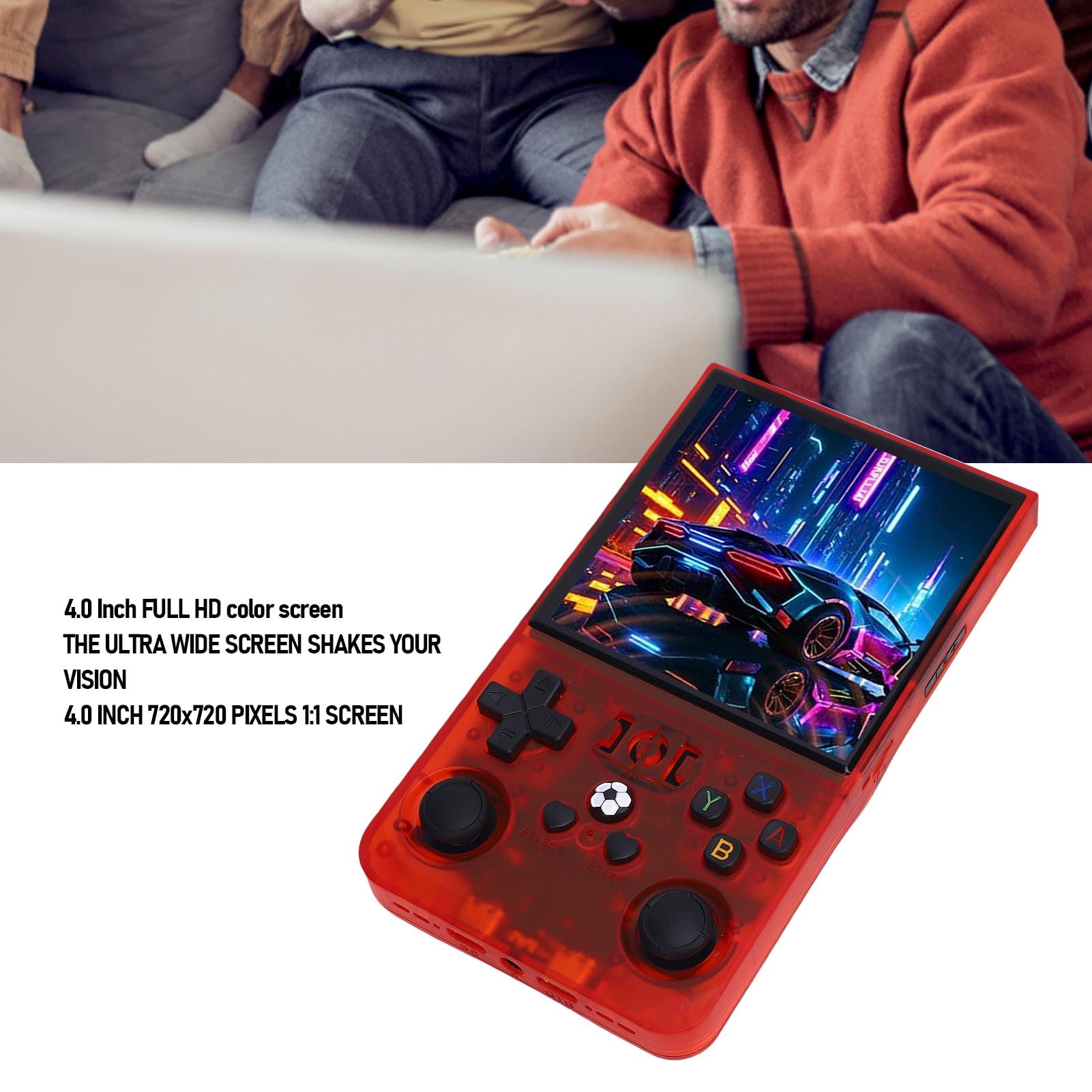 Generic Console da Gioco retrò Portatile Display Ad Alta Risoluzione per Console per Videogiochi retrò Open Source per Viaggiatori Rosso Trasparente (128G)