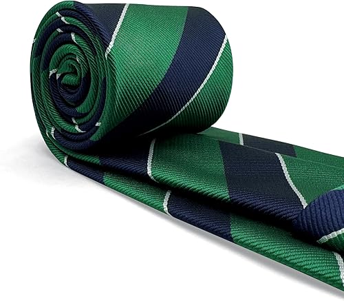 Miniatura 5 de SW SHLAXWING Corbatas para hombre rayas verdes y azules