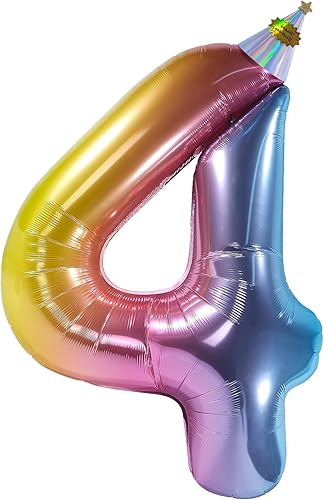 CANREVEL Globos de helio de aluminio de 40 pulgadas con degradado arcoíris de gran tamaño, globos de helio para fiesta de cumpleaños, decoración de