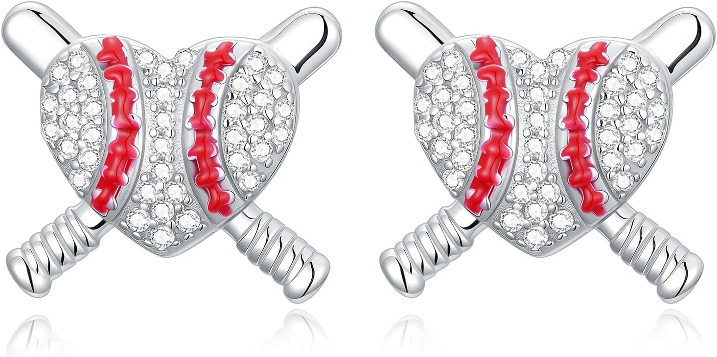 Basketball/Baseball/Soccer Earrings 925 Sterling Sliver Sport Ball Stud Earrings Sport Jewelry Gifts for Women Sports Fans and Sports Players