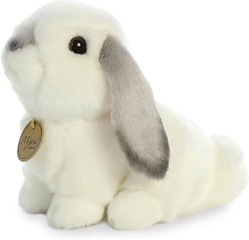 Miniatura 4 de Aurora® Adorable conejo Lop de peluche Miyoni®, detalle realista, compañía entrañable, gris, 8 pulgadas