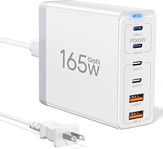 USB C Charger Block 165W Fast Type C Charging Station Hub 65W GaN USB C Wall Charger Boxeroo 6 Port USBC PD3.0 Multiport Power Adapter for iPhone 15 Laptop MacBook Pro/Air, iPad Pro, Galaxy S23/S22