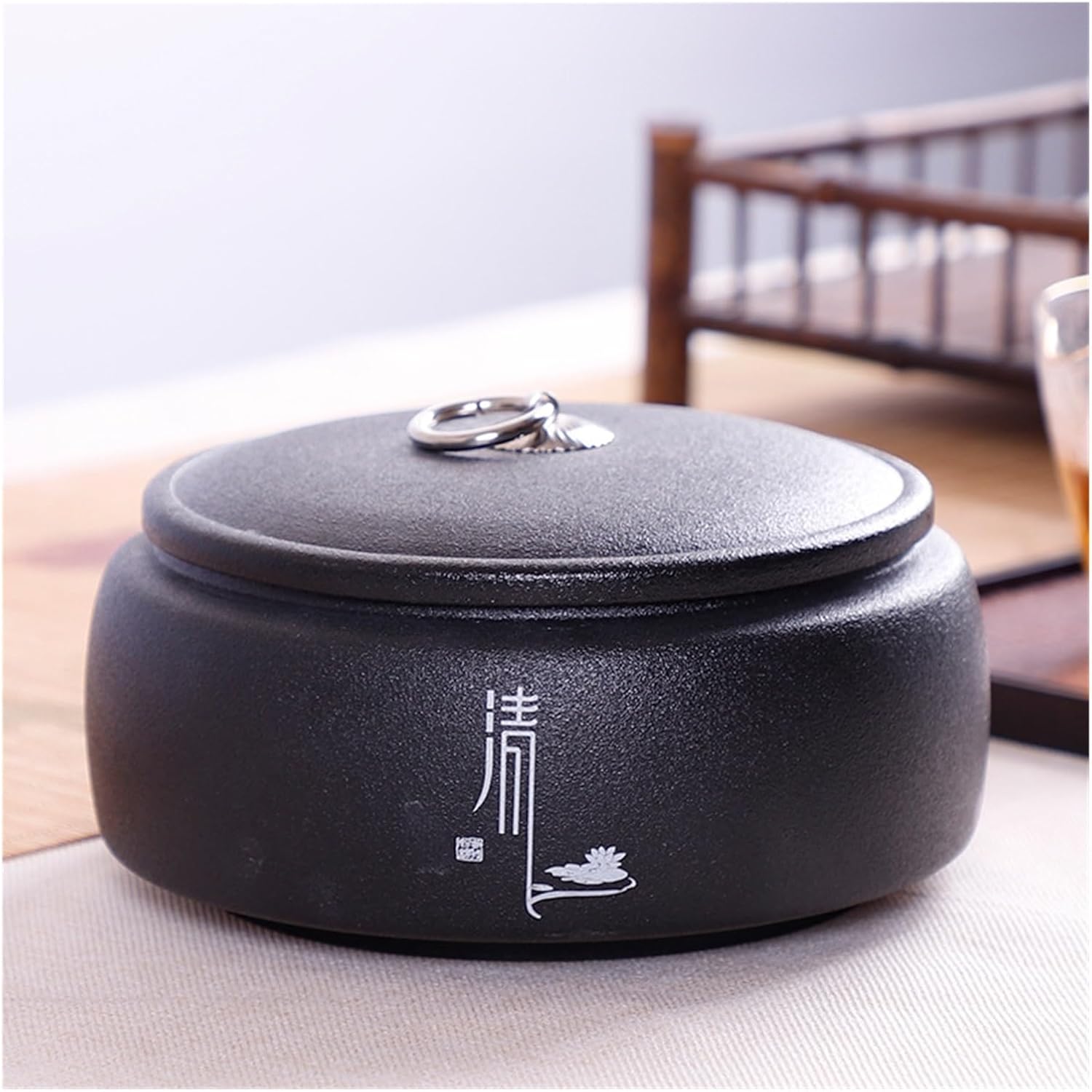 SONGCHAO Sugar Jar Ceramic Tea Jar, Chinese Tea Cake Jar with Lid, Coffee Bean Storage Jar, Kitchen Spice Jar, Suitable for Kitchen, Restaurant, Etc. Tea Canister (Color : A)