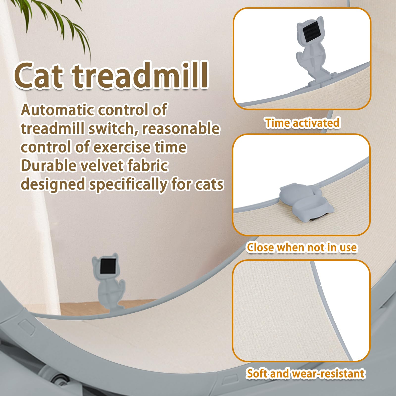 Rueda para gato grande, rueda de ejercicio silenciosa de ABS sólida, soporta hasta 15 kg, para gatos de interior activos, base antideslizante, fácil de montar y limpiar-gris