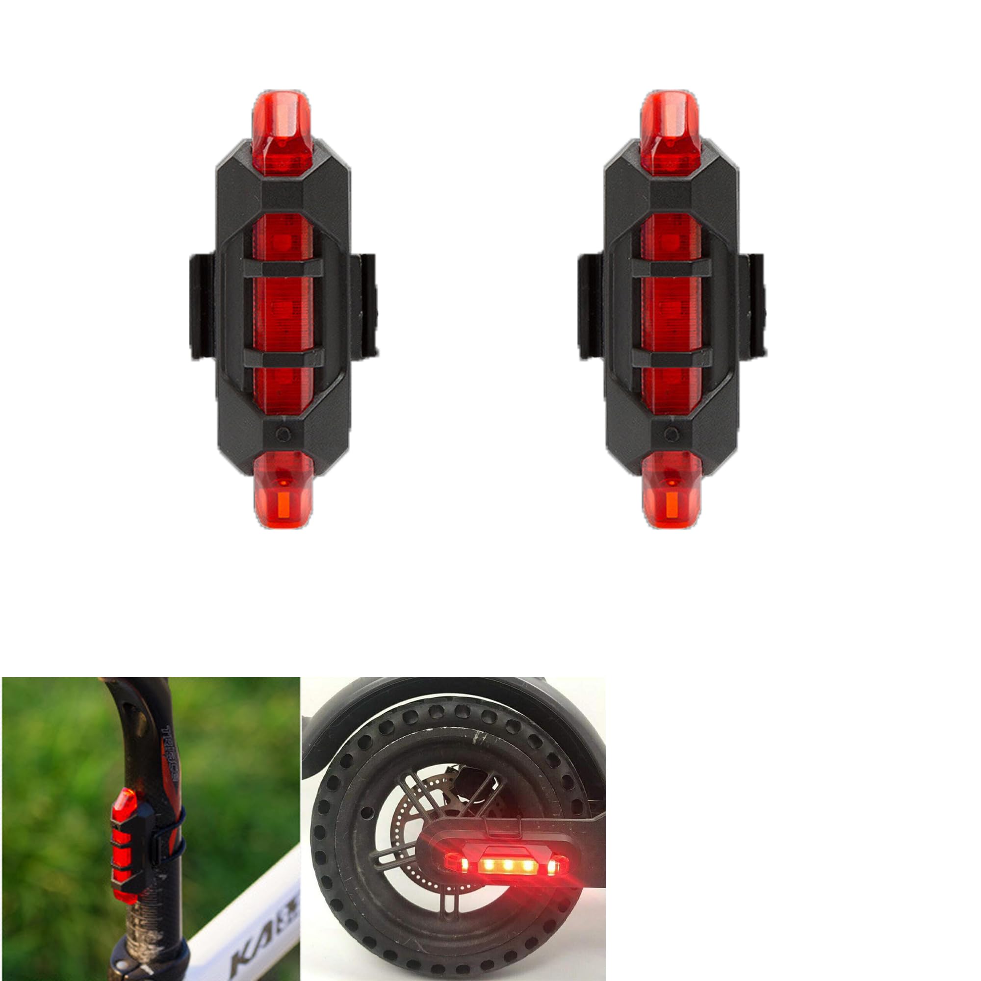 CERFFOOL Rear Bike Light LED USB Rechargeable Bicycle Back Lamp Safety Warning Bike Tail Light Waterproof Rear Lamp Cycling (2*Red)