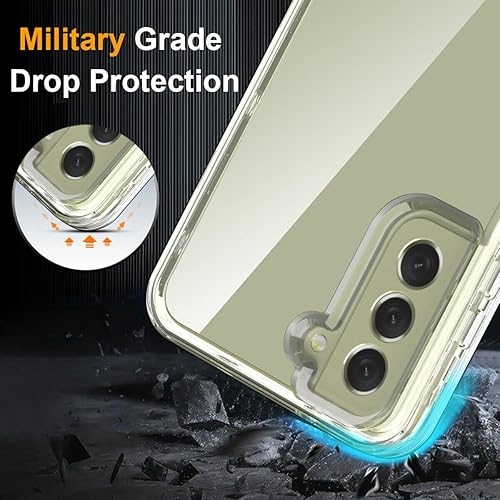 Miniatura 3 de KIOMY Funda transparente para Samsung Galaxy S21 FE 5G a prueba de golpes, carcasa rígida + parachoques de TPU flexible, 3 capas en 1 con 2 paquetes