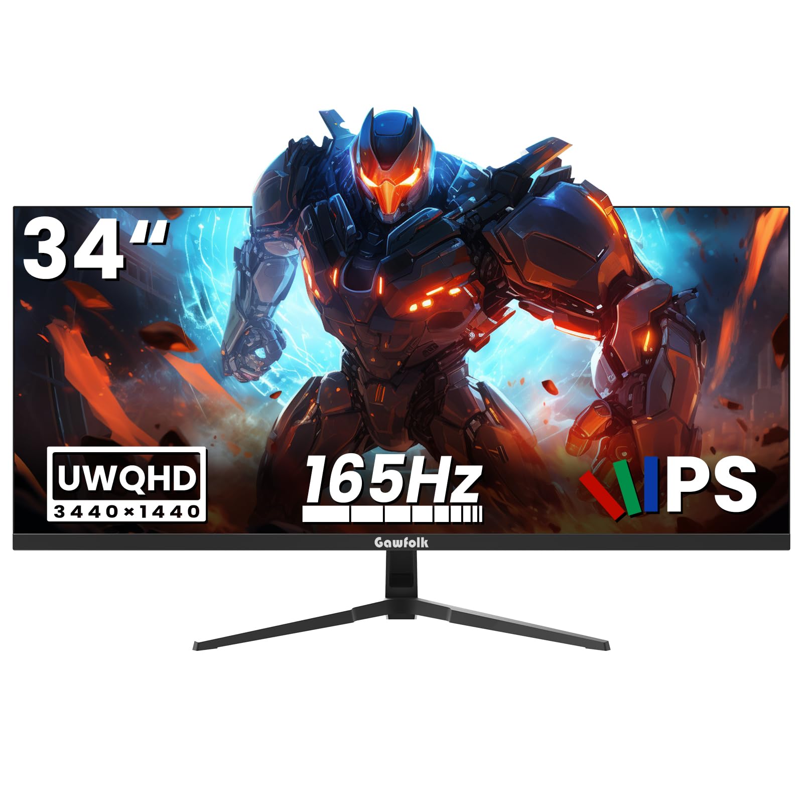 Monitor Gaming 34 Pulgadas con Altavoces Integrados, 165Hz UWQHD 3440x1440, Pantalla IPS Formato 21:9, FreeSync y G-Sync, PIP/PBP, HDMI 2.0, DP 1.4, Soporte VESA, Mira de Asistencia para Juegos