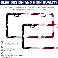 Vista 4 de LIN KANG - 2 marcos para placa, con diseño de las franjas de la bandera estadounidense, patrióticos, universales, de aluminio, acabado mate