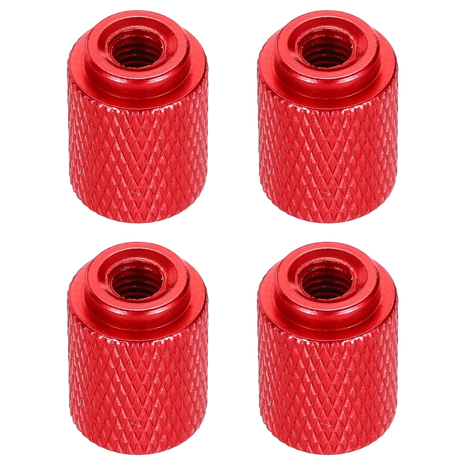 Pack of 4 Aluminium Alloy Knurled Nuts M5 x 12 x 16 mm, Long Knurled Nut Metal Handle Nut Thread Adapter for Electronic Devices Industrial Machine Assembly, Wine Red