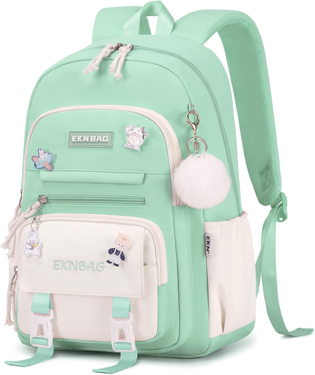 Sac à Dos Fille Esthétique Floral – Cartable école Secondaire – Nylon – 30x18x43 Cm – Poches Multiples, Compartiment Ordinateur – Rose, Bleu, Orange…