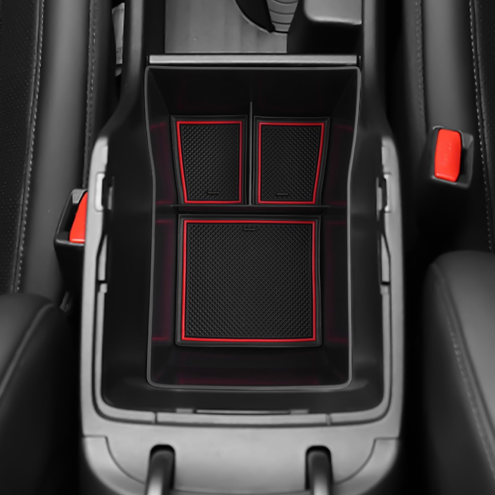 Organizer Per Hyundai Kona 2024 - Vano Portaoggetti Con Base Antiscivolo, Colore Rosso - Foto 4