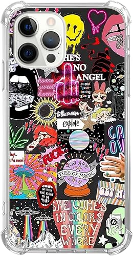 Hippie Trippy - Funda psicodélica compatible con iPhone 15 Pro, funda con cara sonriente de ovni de astronauta alienígena para iPhone 15 Pro para