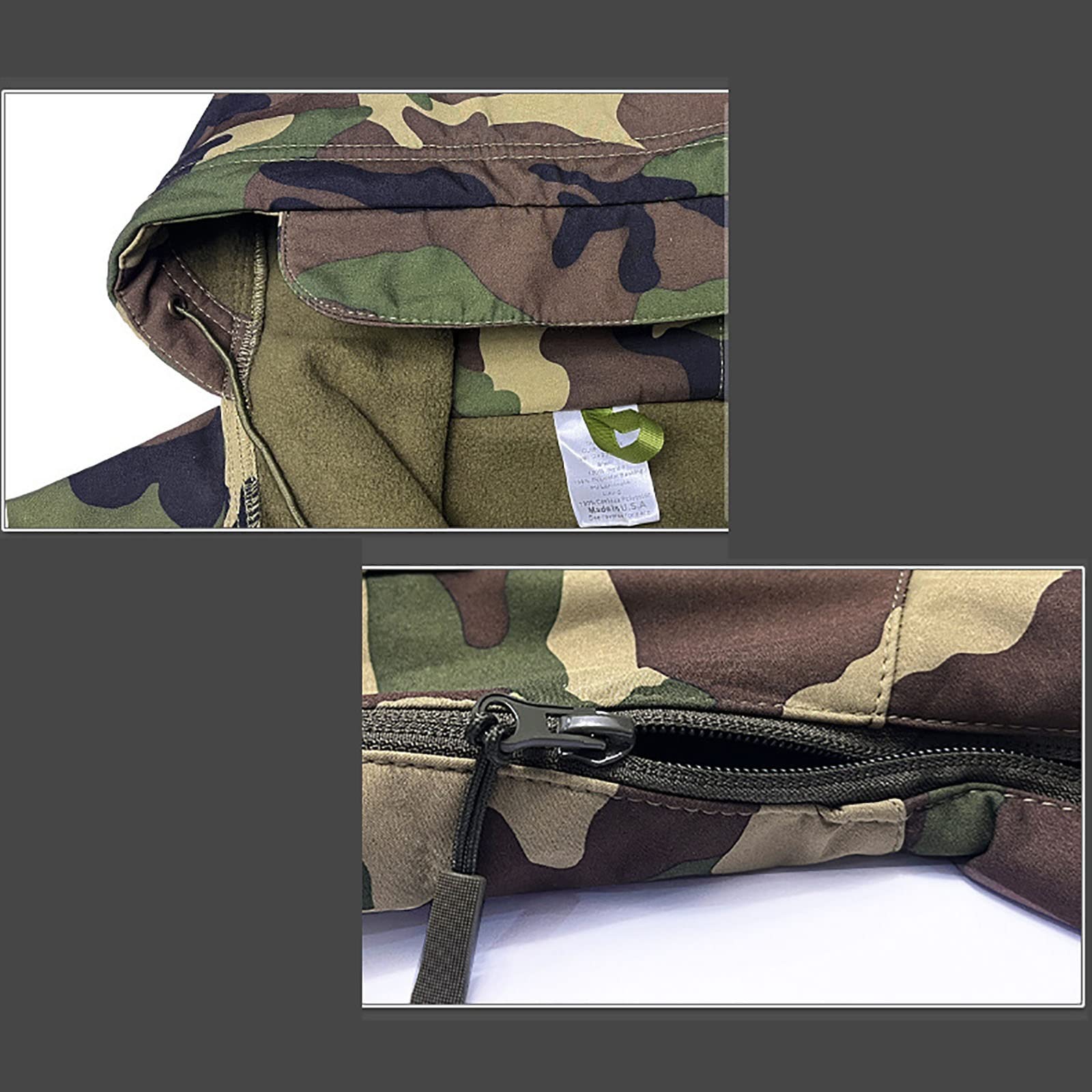 Giacche antivento da esterno per uomo, giacche invernali foderate in pile calde multi-tasche Escursionismo Giacche softshell da campeggio, per lavoro Pesca Caccia Giacca da arrampicata impermeabile