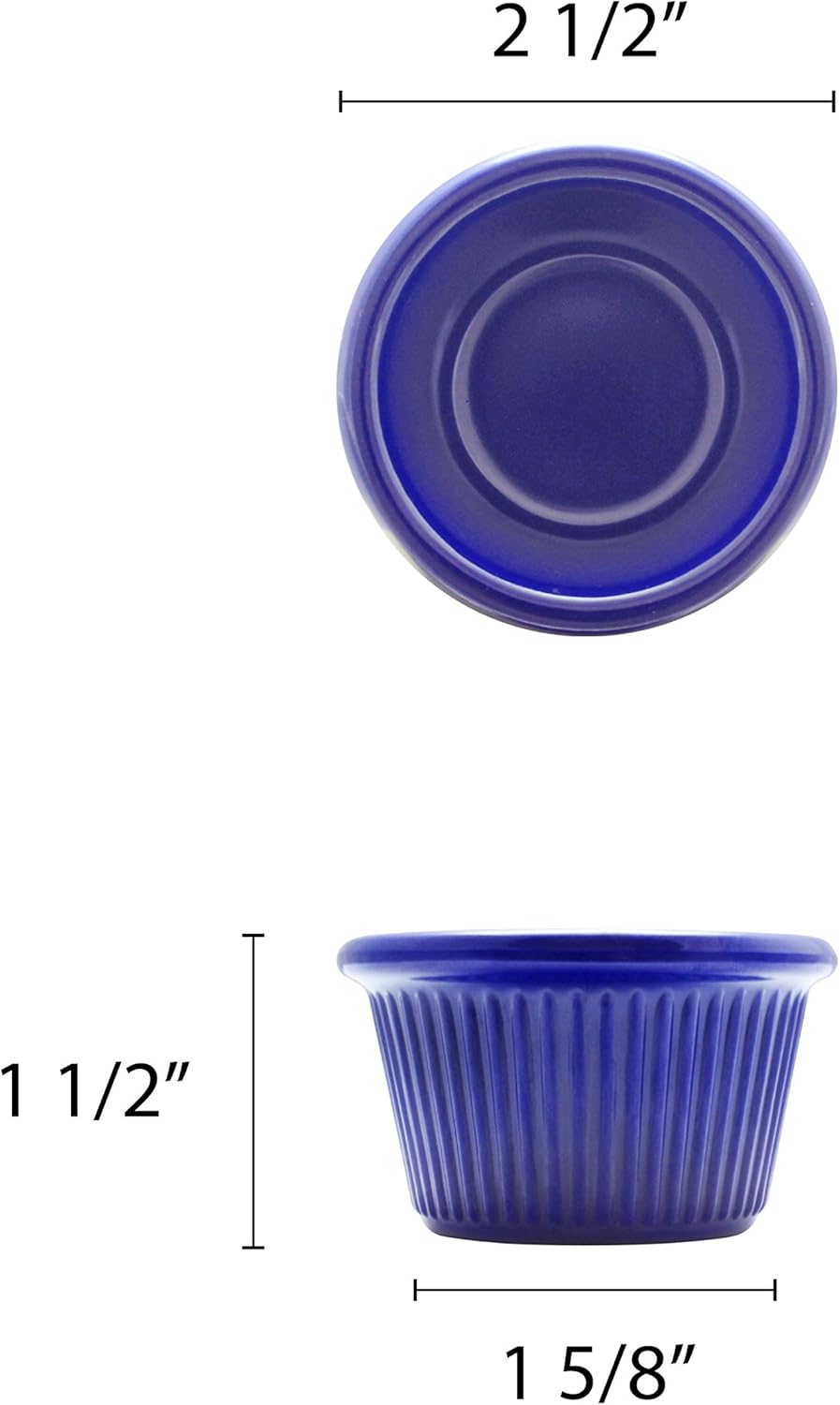 Thunder Group Fluted melamine ramekin collection 1 1/2 oz, 2 1/2" fluted ramekin, cobalt blue, comes in dozen
