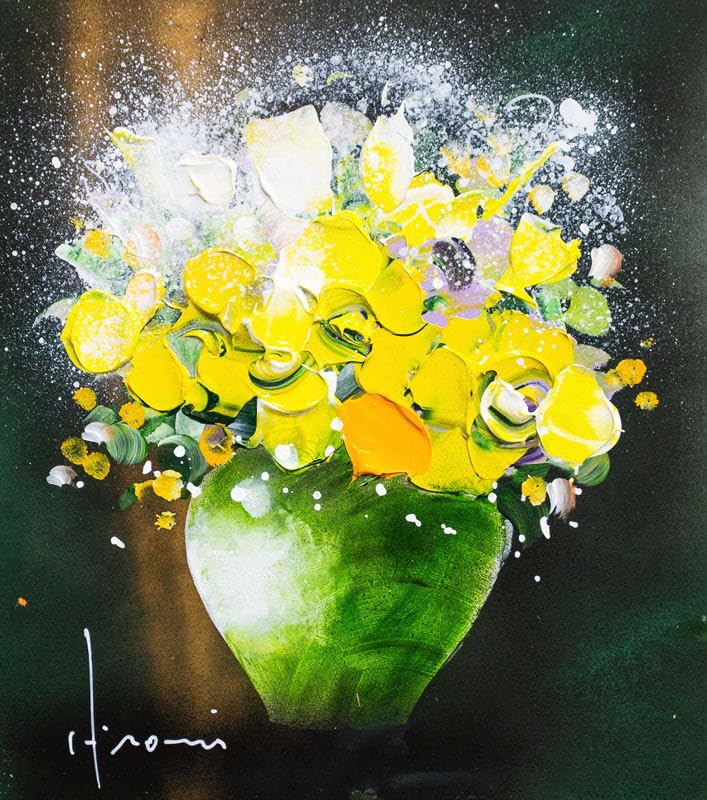 Amazon.co.jp: 立川広己 「 幸せの黄花 」 油絵 ・ 油彩画 色紙に油彩 