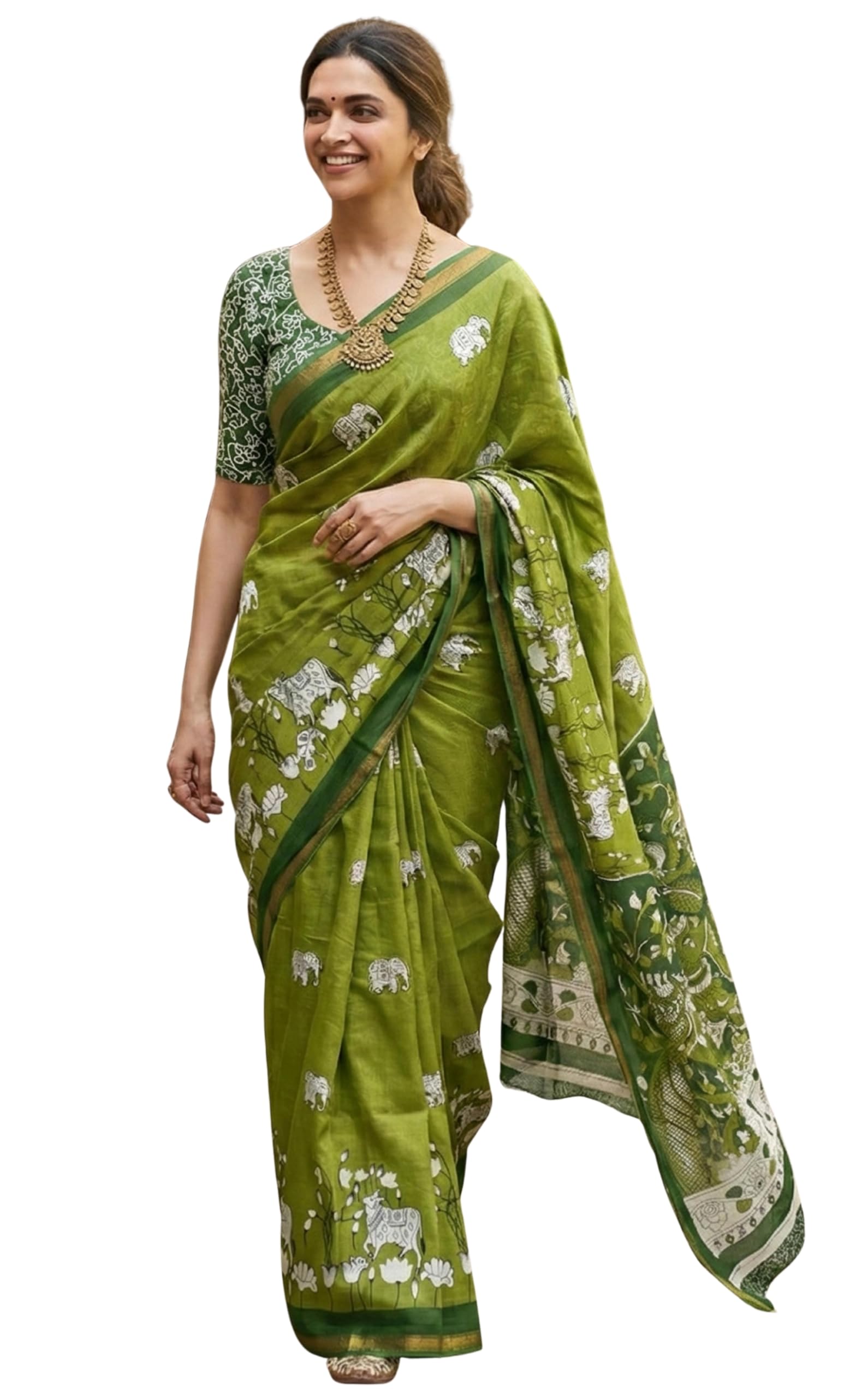hmp fashion Women's Bagru Block Print Soft Muslin Cotton sarees, Kalamkari Handblock Print, Ekat Design, 5.5 Metre with Blouse Piece-picture-15