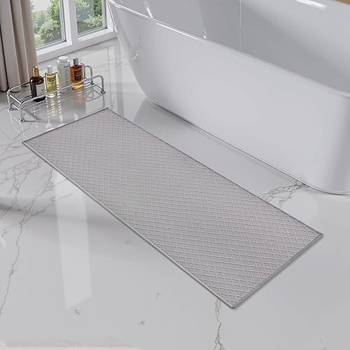 Miniatura 9 de AMOAMI Alfombras de baño ultra delgadas, alfombrillas de baño con respaldo de goma antideslizantes, alfombra de baño absorbente para piso, ducha,