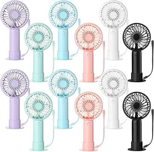 Miniatura 32 de 6 piezas Mini Ventilador de Mano Potente 3 velocidades Ventilador Personal Pequeño Portátil Recargable con Base USB para Mujeres Maquillaje de