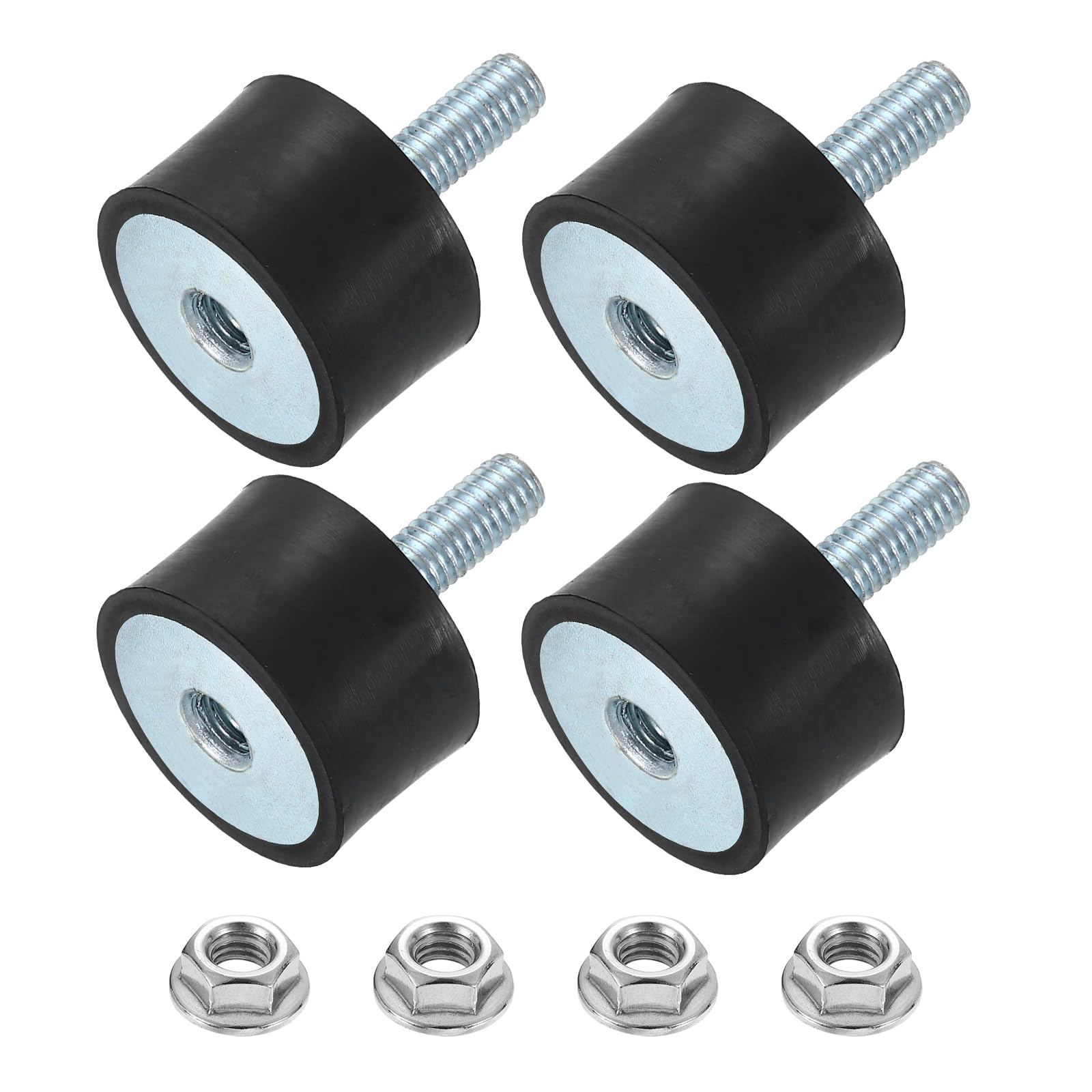 uxcell M8 Rubber Mounts, 4Pcs 30x30mm(DxH) Rubber Cylindrical Anti Vibration Isolator Shock Absorber with Lock Nut for Car Bobbin Generator Air Compressors — Amazon image 12