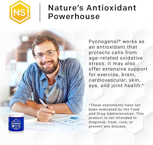 Miniatura 7 de NATURAL STACKS Pycnogenol + extracto de corteza de pino marítimo francés con extracto de raíz de remolacha y semillas de uva, mejora la circulación