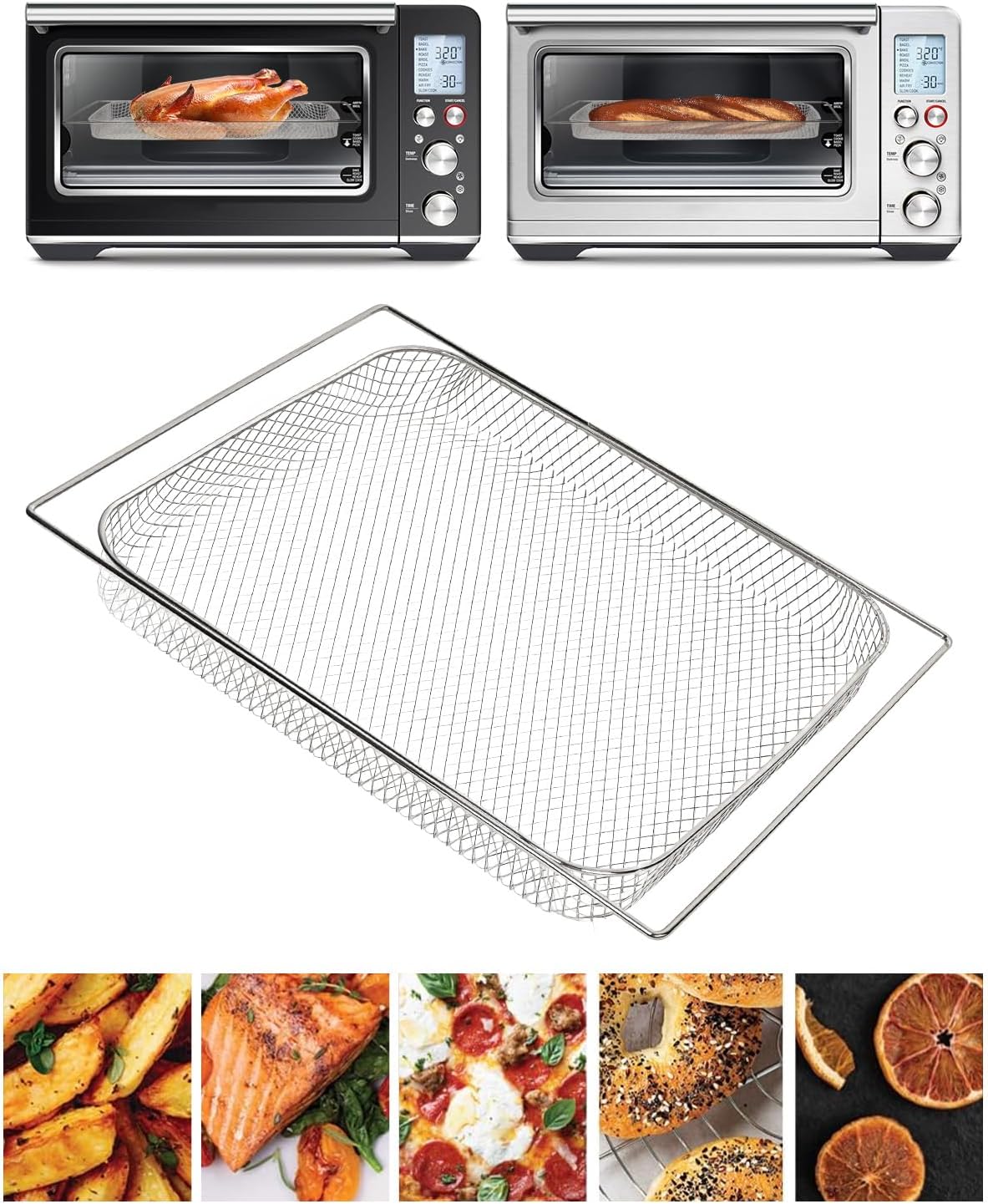 1PC Air Fry/Dehydrate Mesh Baskets Compatible with Breville BOV860 Smart Convection Oven Air Fryer,Stainless Steel Baking Rack Tray Replacement for BOV860BSS/BOV860BST/BOV860BTR for 11 Cooking Modes