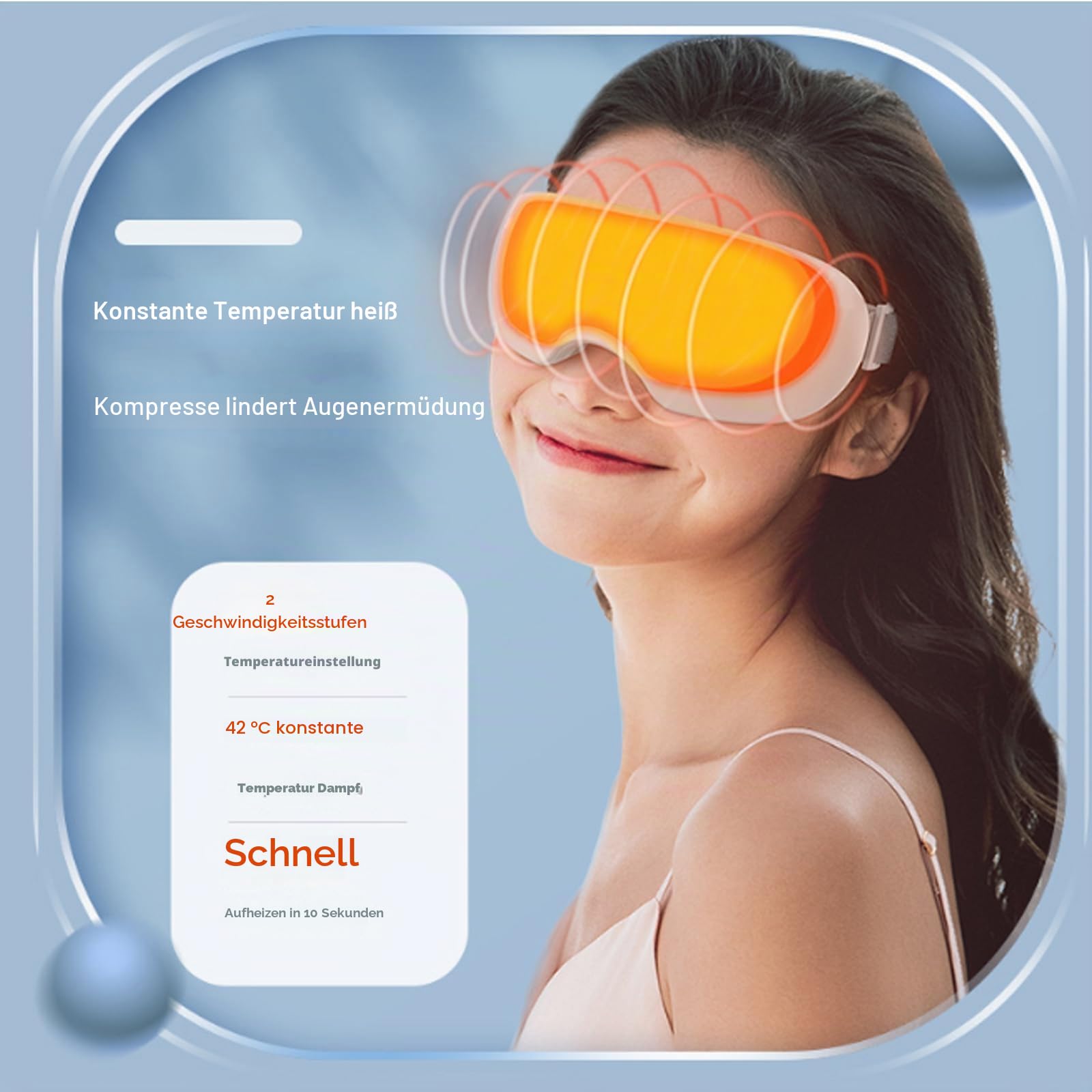 Eyerelis Dampftherapie-Maske, 2 Stufen einstellbar, intelligente Heiß- und Kaltdampf-Augenmaske für Augenringe, Schwellungen, trockene Augen