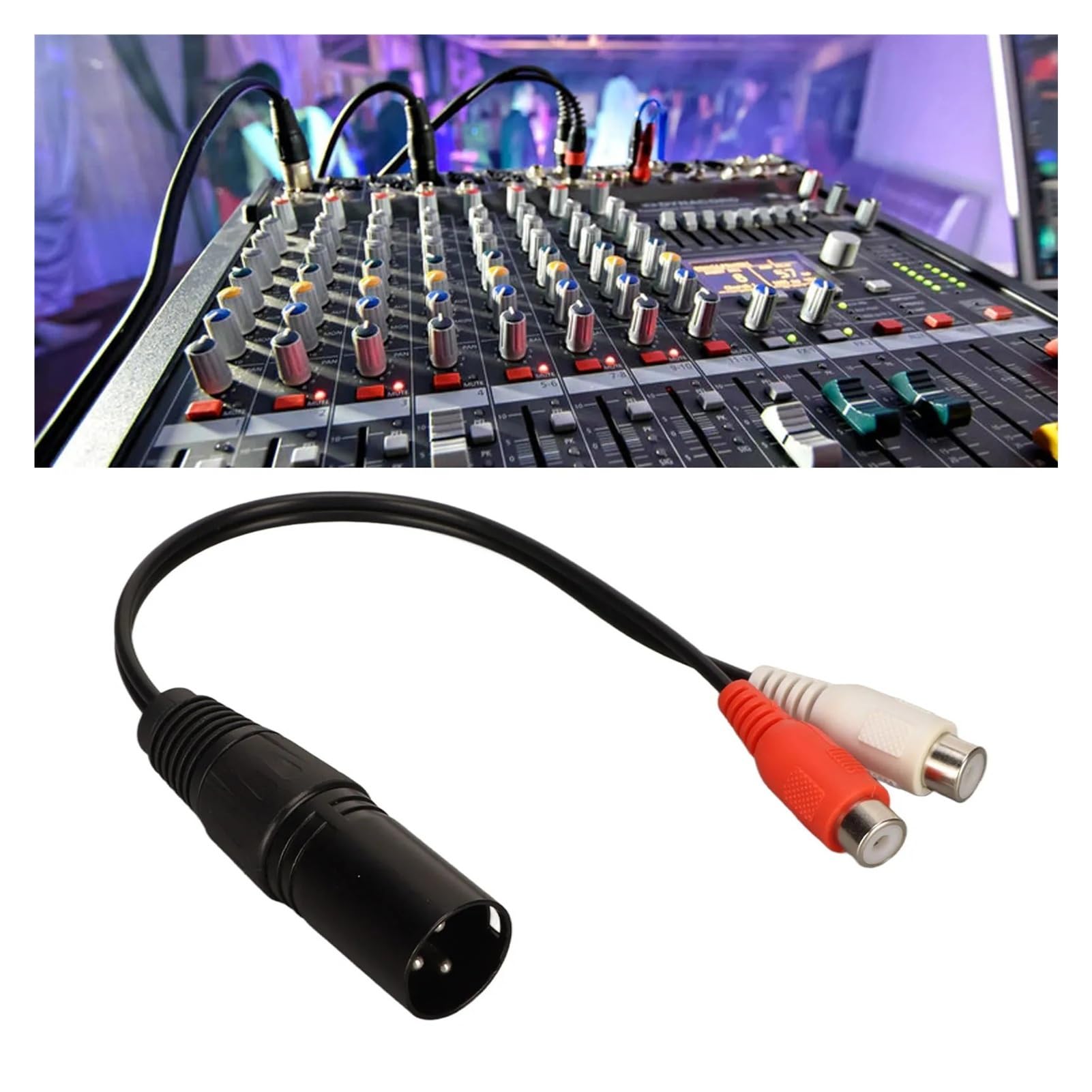 Cavo sdoppiatore a Y a 3 pin XLR maschio a 2 RCA femmina, adattatore audio con riduzione del rumore per mixer, amplificatore di potenza, sistema audio, 20 cm