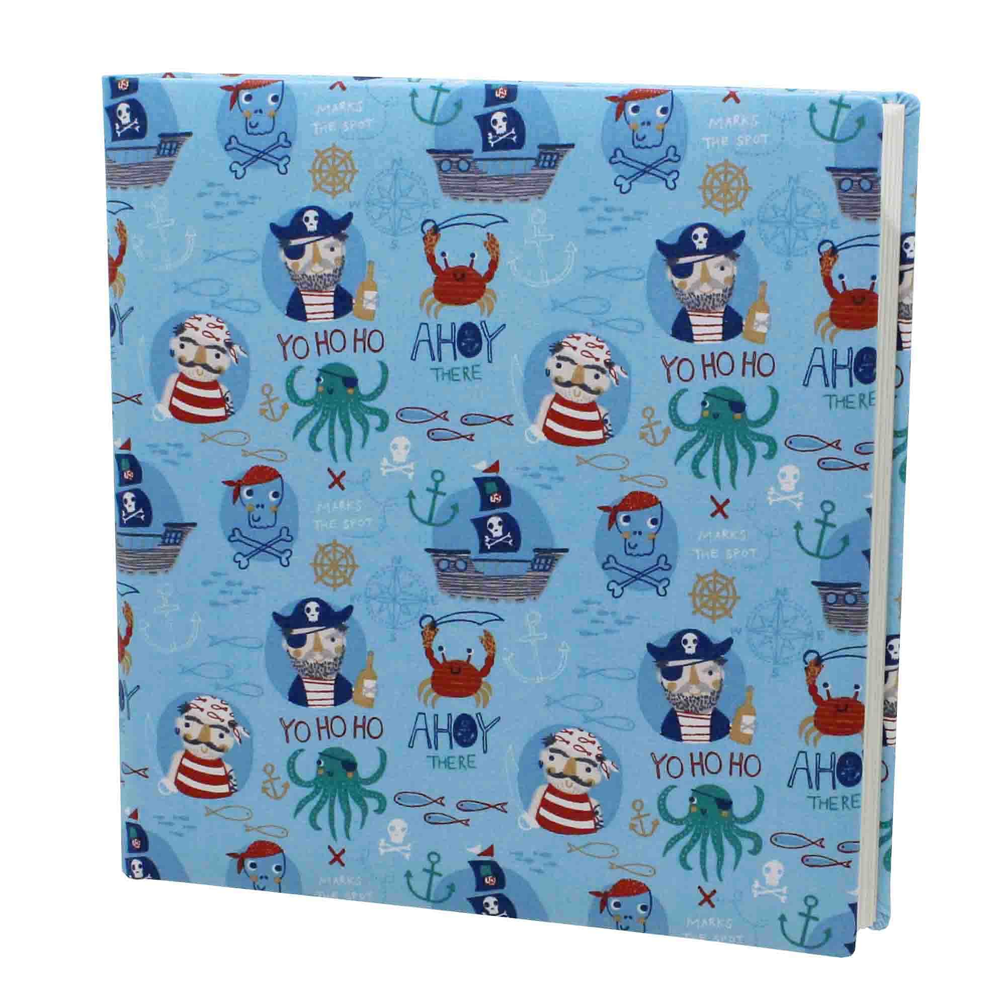 Álbum de fotos infantil clásico Ahoi con cubierta de tela de algodón azul