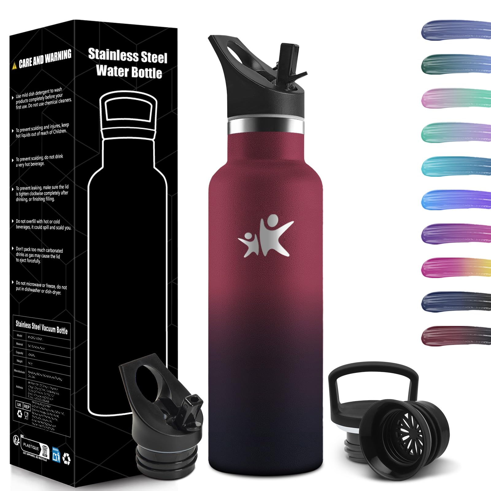 HoneyHolly Stainless Steel Drinking Bottle, 750 ml, BPA-Free, Leak-Proof Insulated Flask, Double-Walled Water Bottle with Straw for Sports, Hiking, Office