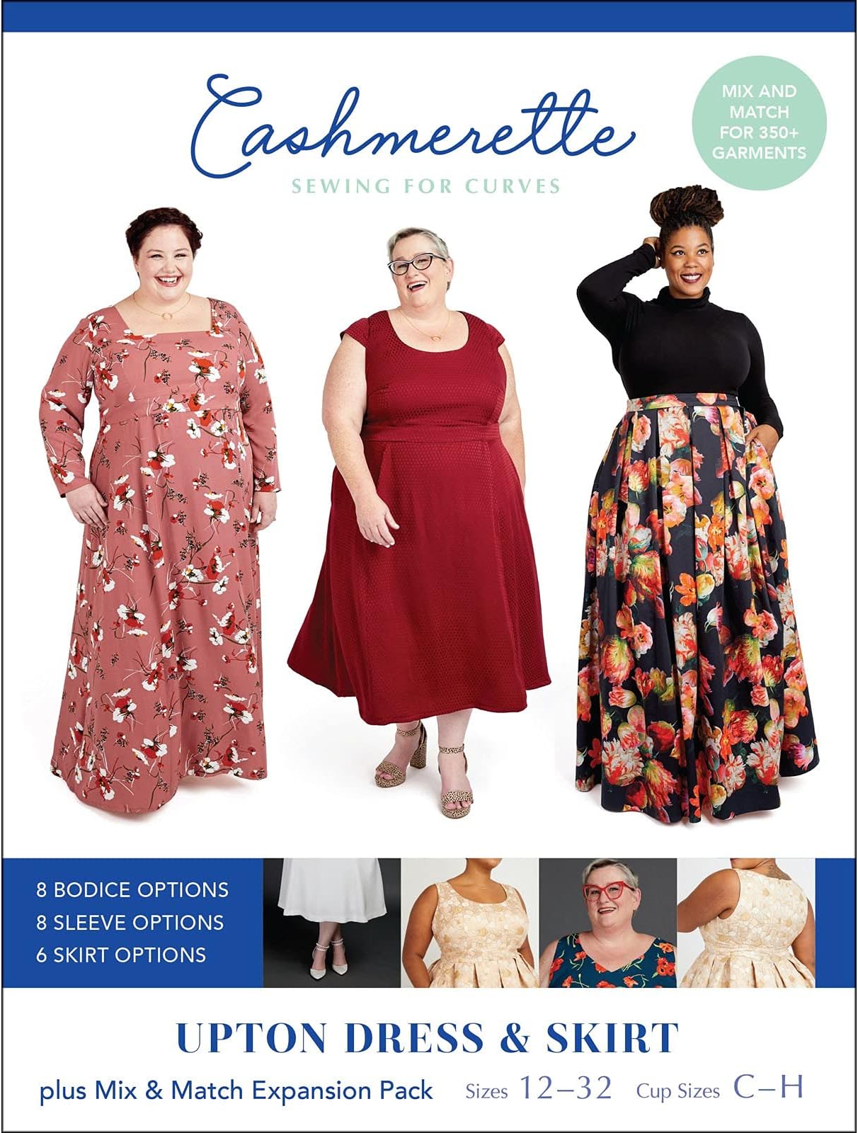 CashmeretteCashmerette Patterns Upton Dress and Skirt Plus Mix and Match, White