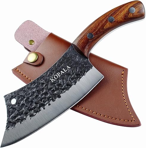 Cuchillo de cocina Cuchillos de deshuesado/Cuchillos forjados Cuchillo multiusos para asar a la parrilla de acero al carbono con funda de cuero