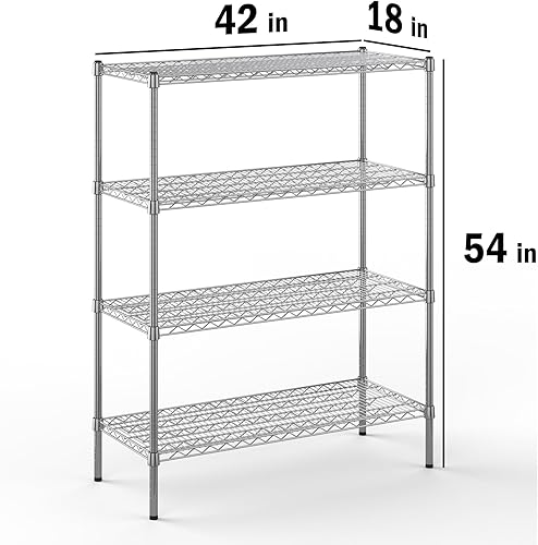 Miniatura 2 de Regal Altair Kit de estantería de alambre cromado de 4 niveles de 18 pulgadas de profundidad x 42 pulgadas de ancho x 54 pulgadas de alto  Unidad de