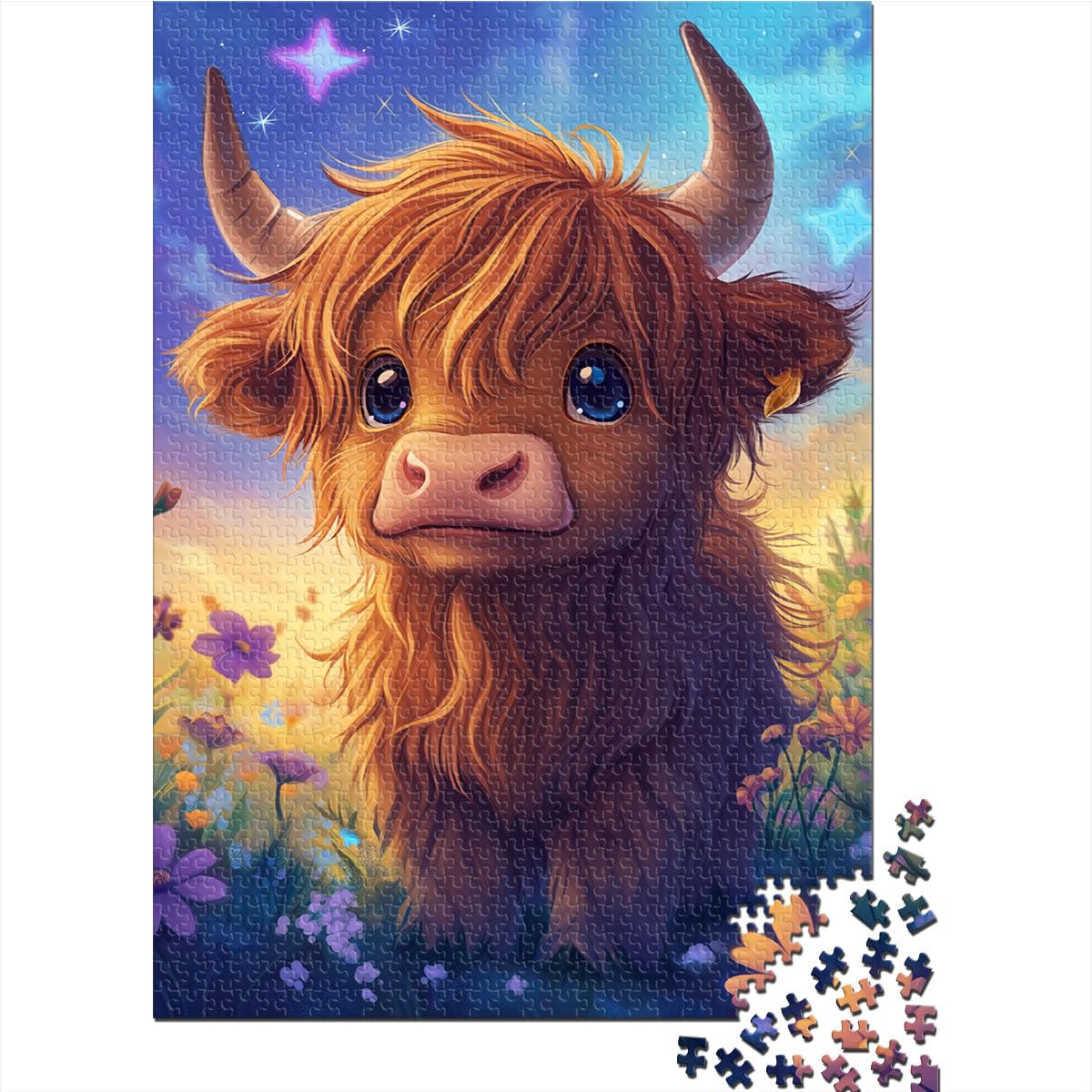 Puzzles Adultes 2000 pièces Mignon bébé Yak Jeux éducatifs à Domicile Jouets de Bricolage Cadeaux du Père Noël Secret 27,56 po x 39,37 po et Adolescents de 14 Ans et Plus