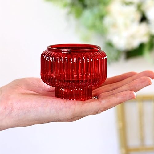 Miniatura 7 de Kate Aspen Portavelas cónicos con nervaduras rojas para candelabros, juego de 4 - decoración navideña, portavelas para fiestas, portavelas rojos