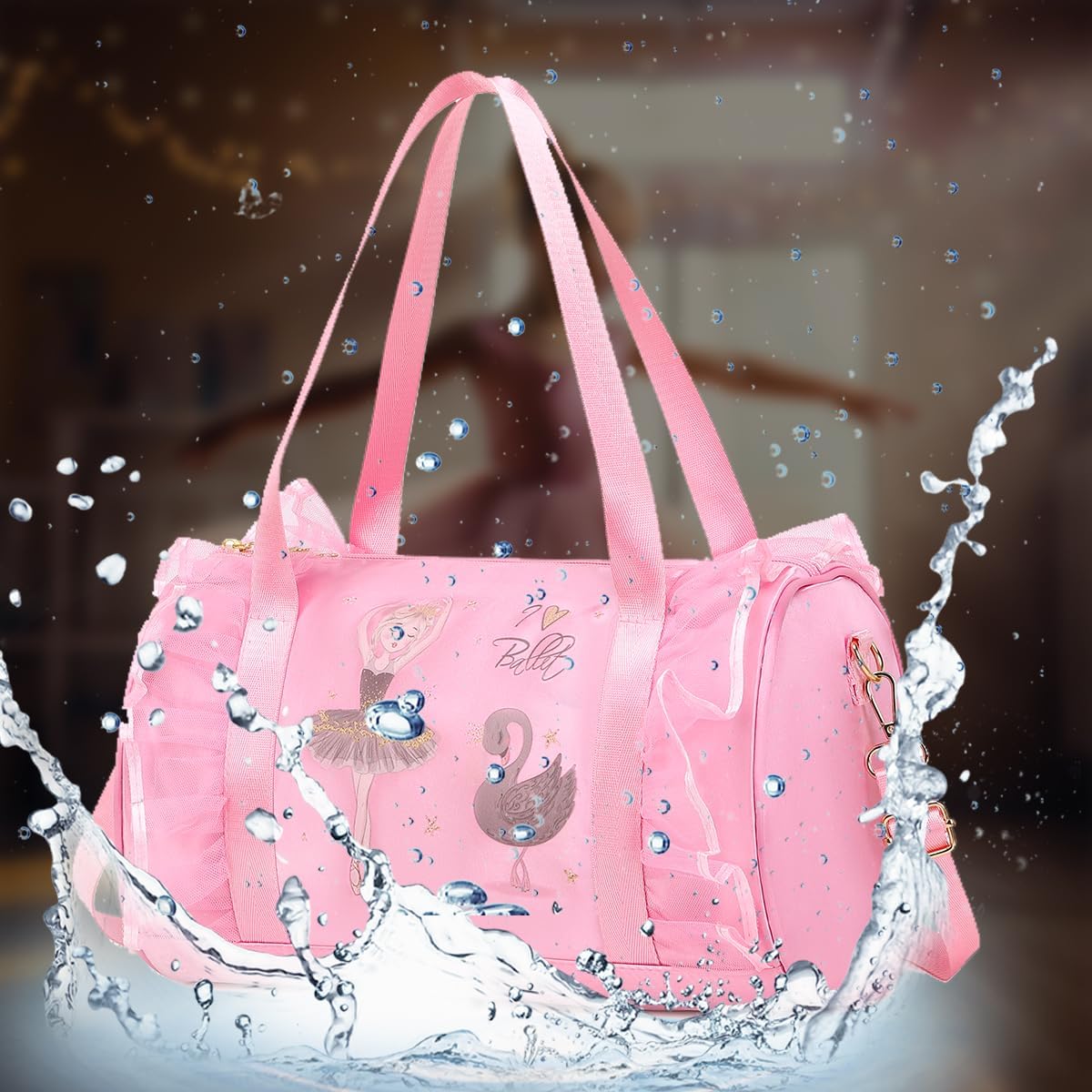 Dorlubel Cute Ballet Dance Bag Tutu Dress Bag with Key Chain for Girls (Pink of Swan Dancer) - Image 3