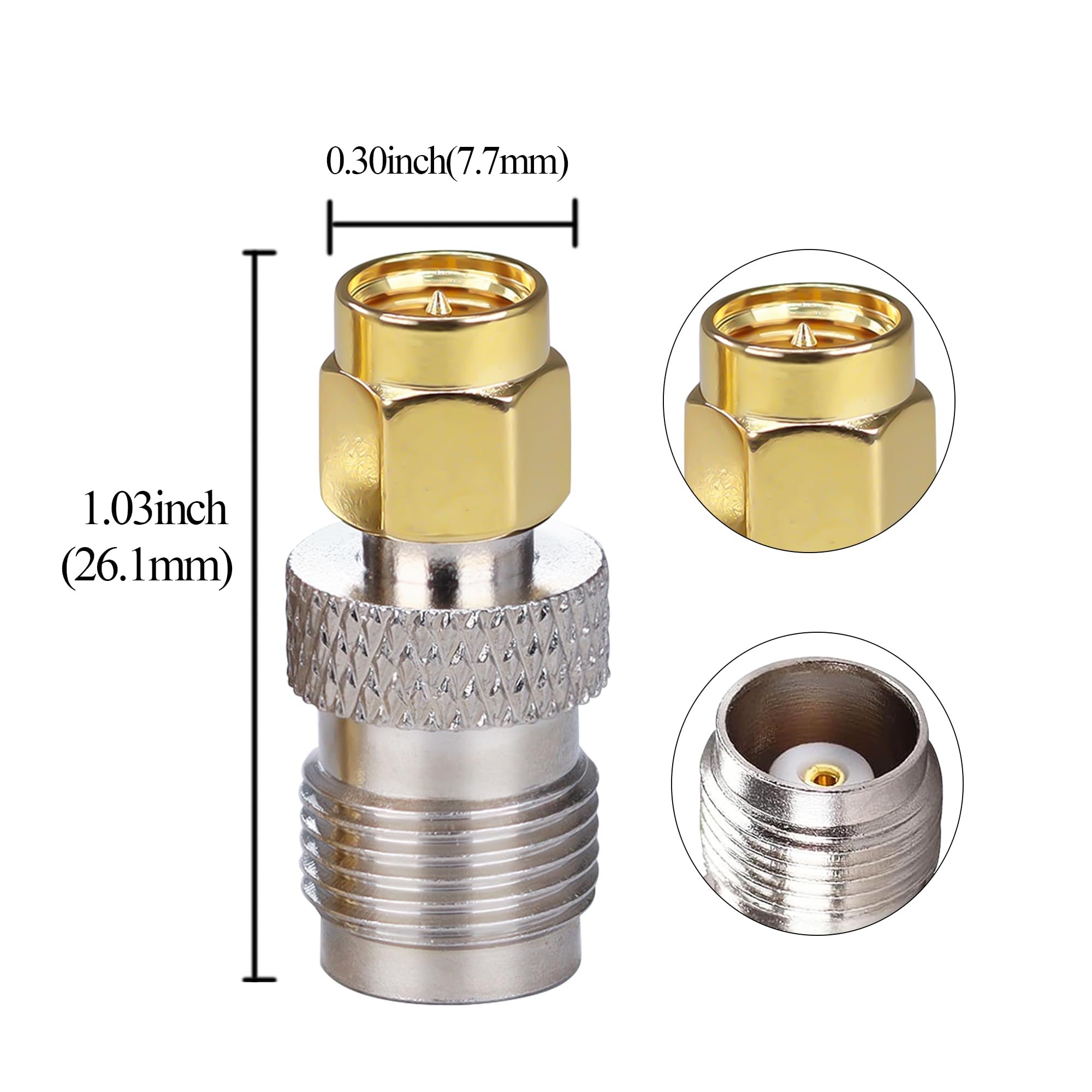 Adaptador SMA a TNC, Conector Coaxial SMA Macho a TNC Hembra 2 Piezas