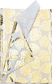 RUSPEPA Papier De Soie D'Emballage Cadeau - Feuille D'Or Palmier Tropical Feuilles Cadeau Papier D'Emballage En Vrac Pour L'Emballage, Bricolage Artisanat - 50 X 70 cm - 24 Feuilles