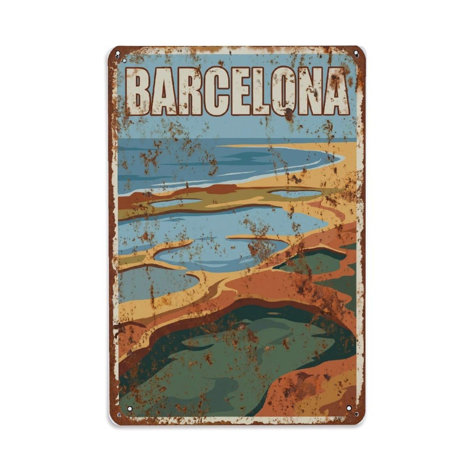 Vintage Travel Lagoons Spain Coastal Metal Tin Sign Plaque Wall Decor for Cafe, Club Bar, Office, Home Garden Metal Poster 8x12Inch