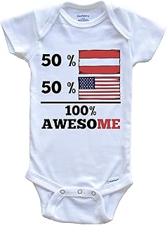 50% Austrian 50% American 100% Awesome Funny One Piece Baby Bodysuit