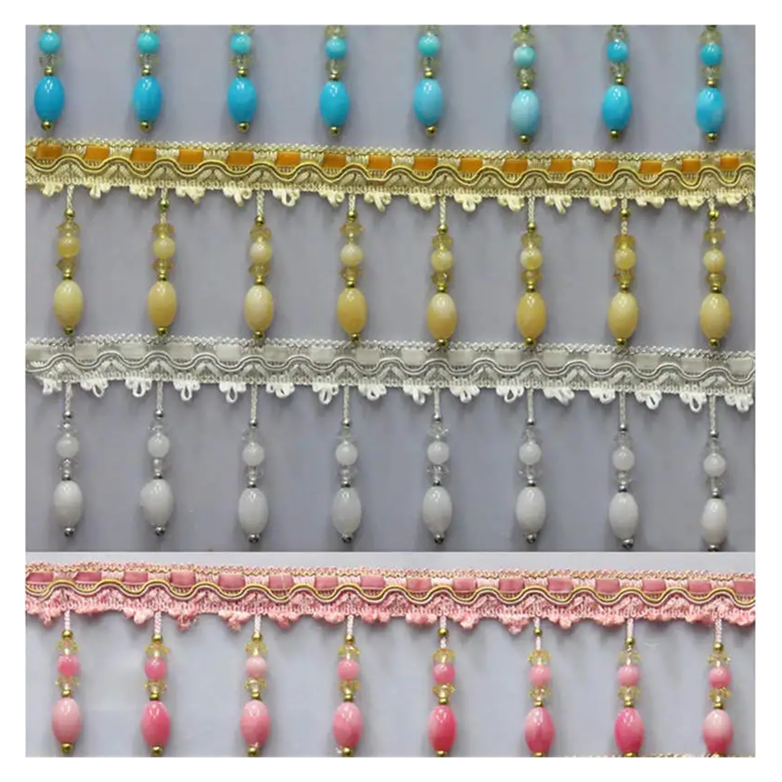 Frange ornée de perles Rideau en dentelle perlée acrylique 1M/2M, franges de couture, garniture ruban rembourrage, perle décoration DIY Couture
