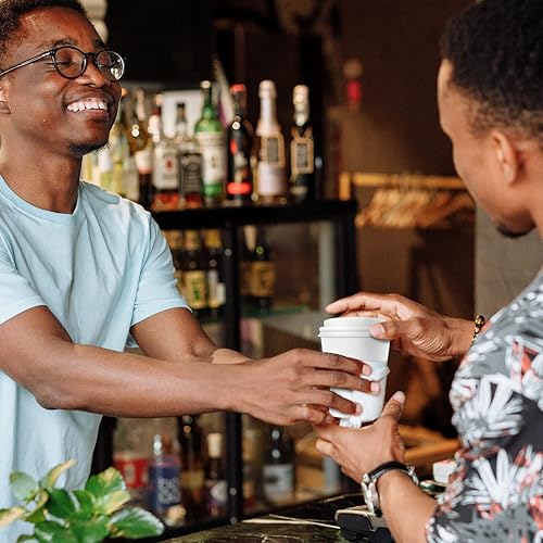 Miniatura 6 de Smygoods Tazas de café de papel desechables blancas con tapas (8 onzas, 50 unidades) para bebidas calientes, té, espresso, cacao, recipientes para