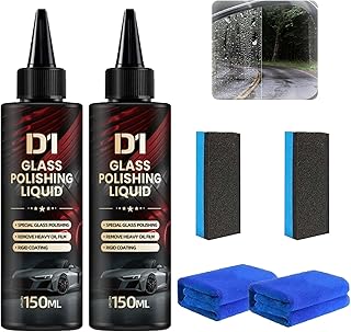 Bianca Glass Polish, D1Car Glass Polish, D1Windshield Cleaner, Glass Film Remover, Anti-Fog Hydrophobic Coating Spray, Removes Scratches, Wiper Marks and Film (2 Pack)
