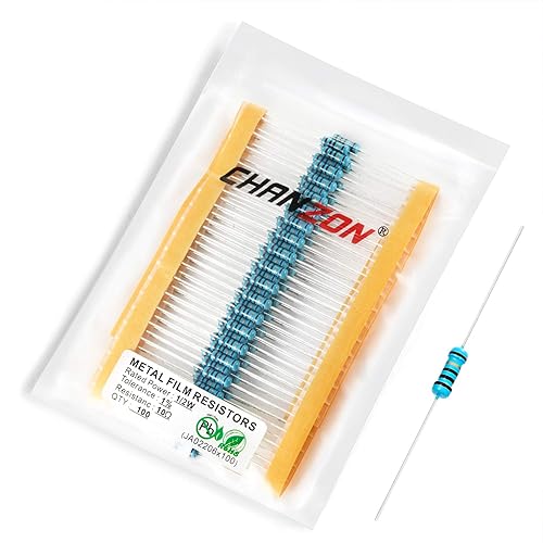 Miniatura 7 de Chanzon 100pcs 12W (0.5W) 10 Ohmios Resistencia fija de película metálica Ohmios 0.01 1% Tolerancia 10R MF Orificio pasante Resistencias limitantes
