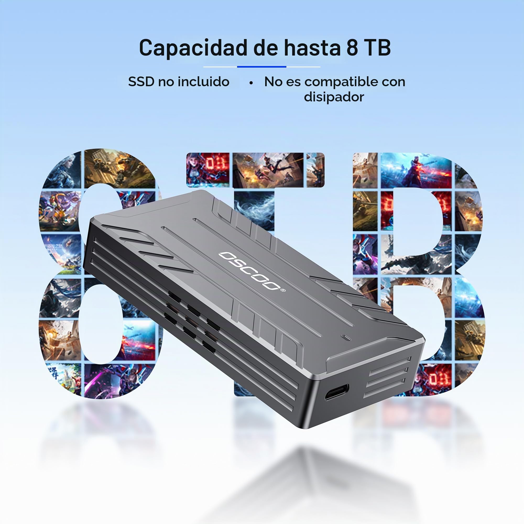 Carcasa M.2 NVMe 40Gbps con Ventilador Activo Thunderbolt 4 | Para M2 2242 2260 2280, NVMe con ventilador de refrigeración integrado, compatible Pro/Max, MacBook,PC,Windows