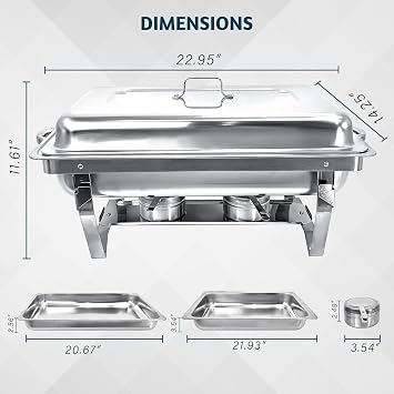 2 Pack Chafing Dish Buffet Set High Grade 8QT Stainless Steel Chafer Complete Set