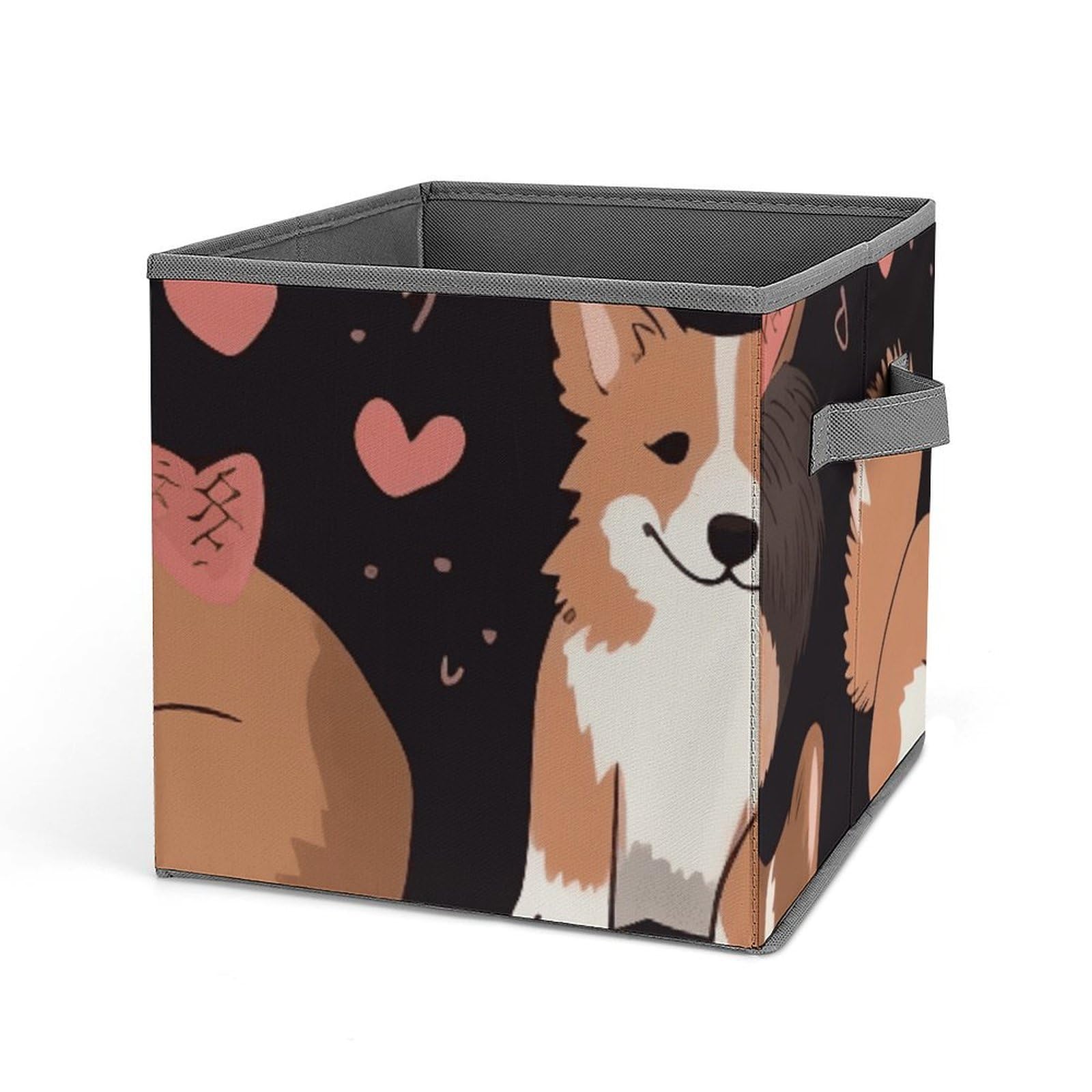 Bac de rangement pliable Corgi en tissu pour placard et jouets